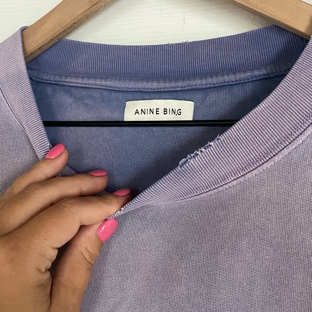 Anine Bing Tyler Sweatshirt in Washed Lavender - Picture 5 of 6